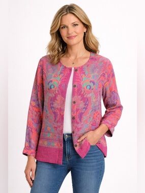 Vintage TravelSmith Jacket
Womens Large Blazer
Tapestry Floral Artsy Colorful XL